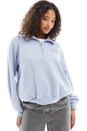 Hollister Logo detail quarter zip sweat top in