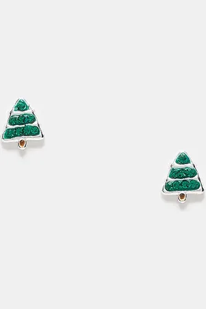 Kingsley Ryan Christmas tree stud earrings in sterling