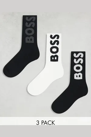HUGO BOSS 3 pack socks in black and white with logo print