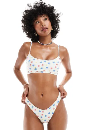 Frankies Bikinis Premium dove cotton bikini bottom in blossom