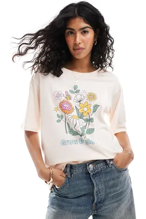 ONLY Grow & Glow print oversized t-shirt in light