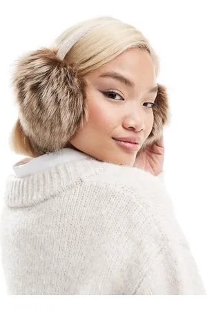 COLLUSION Womens faux fur ear muff in stone