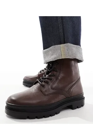 Red Tape Chunky sole lace up boots in leather