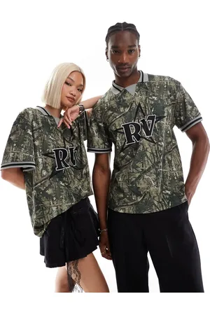 Reclaimed Unisex sports polo in camo print with logo