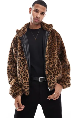 Bershka Leopard faux fur coat in