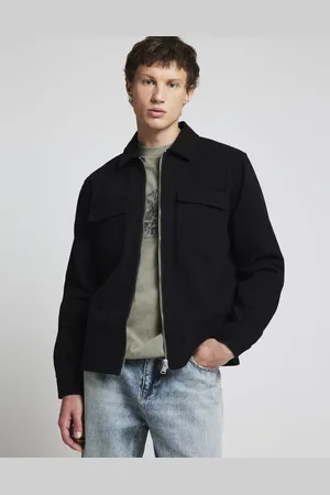 River Island Zip up twill overshirt in