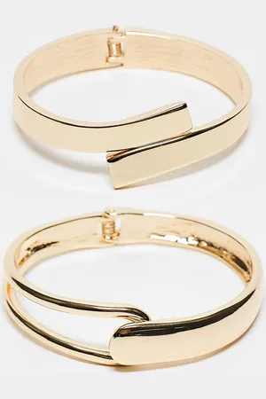 ASOS Pack of 2 cuff bracelets with wrap detail in tone
