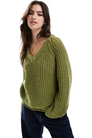 Stradivarius Chunky v neck jumper in