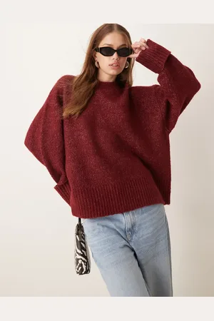 Pretty Lavish Oversized borg jumper in burgundy
