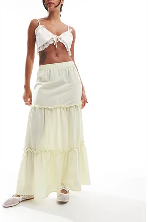 Reclaimed Tiered maxi western skirt in