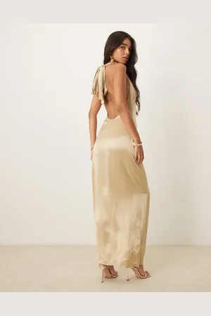 Pretty Lavish Tie bow ruched maxi dress in