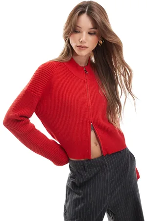 Pull&Bear Zip through micro cardigan in