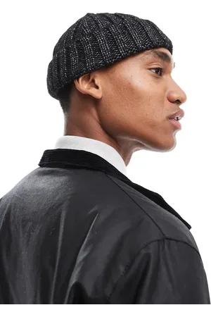 ASOS Mini fisherman ribbed beanie in and black