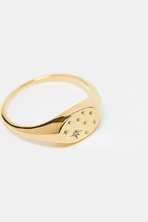 Orelia Crystal starburst signet ring in 18k plated