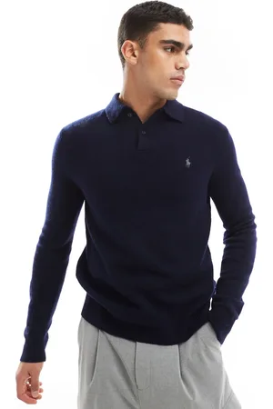 Ralph Lauren Icon logo wool cotton knit long sleeve polo in