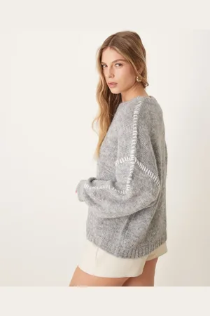 JDY Knitted jumper with stich detail in light