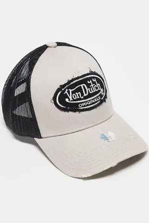 Von Dutch Kalmar trucker cap in off and distressed black