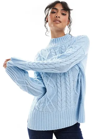 Brave Soul Roll neck cable knit jumper in pale