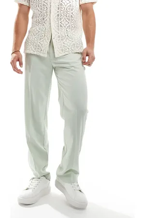ASOS Smart straight leg wedding trousers in sage