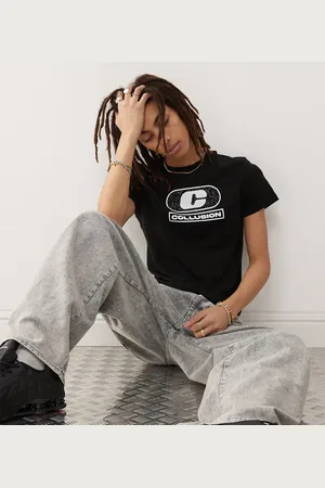 COLLUSION Shrunken t-shirt in with central logo