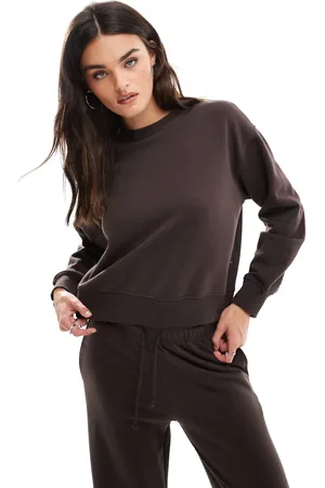 Stradivarius Round neck sweatshirt co-ord in chocolate