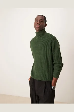 ASOS Oversized knitted fisherman rib roll neck jumper in dark