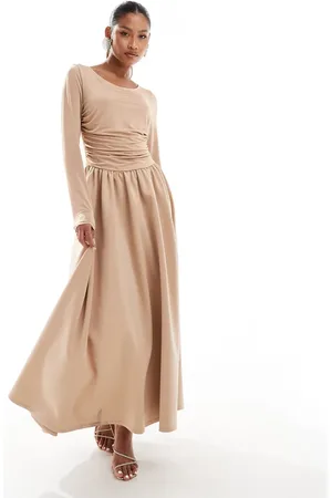 DASKA Scuba jersey maxi dress in taupe