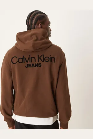 Calvin Klein Logo backprint hoodie in dark - ASOS Exclusive