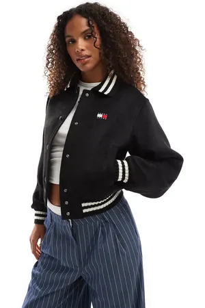 Tommy Hilfiger Cropped wool varsity jacket in