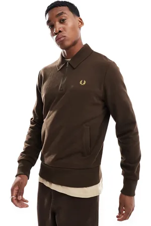 Fred Perry Half zip sweatshirt in dark with collar detail