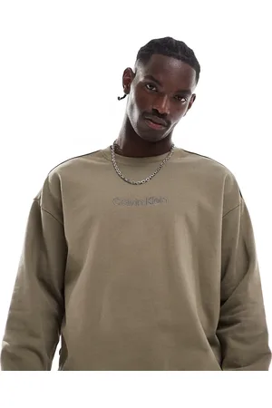 Calvin Klein Tonal Logo lounge sweatshirt in olive