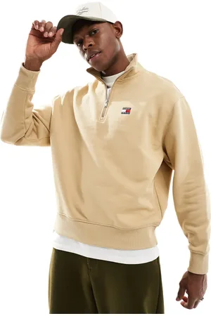 Tommy Hilfiger 1/4 zip sweatshirt in tan