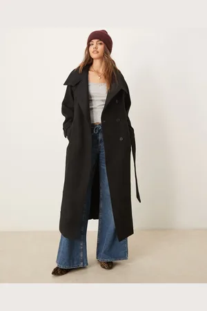 Gina Tricot Wool blend belted midaxi coat with funnel neck detail in
