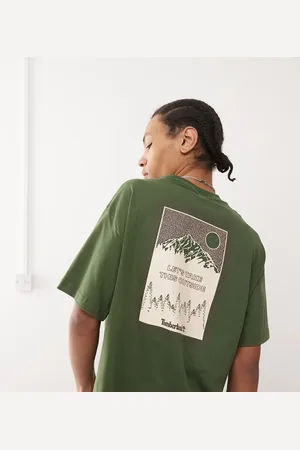 Timberland Oversized mountain graphic t-shirt in dark - Exclusive to Asos