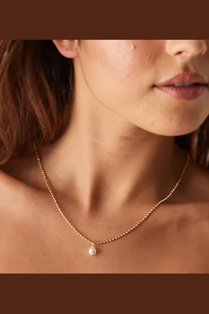 LOST SOULS Stainless steel 18ct plated pearl pendant necklace