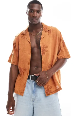 Bershka Rustic embroidered shirt in