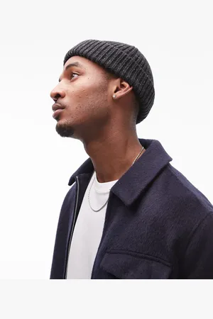 ARKET Textured wool short beanie hat in dark