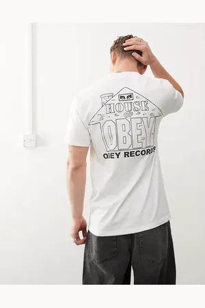 Obey House of records graphic t-shirt in white