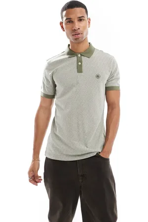 Pretty Green Jacquard polo in khaki