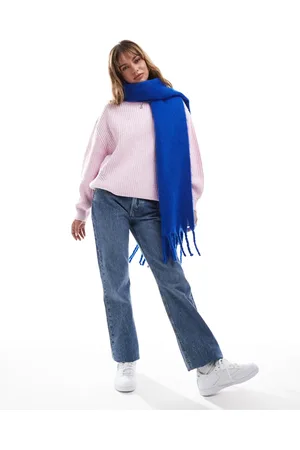 ASOS Fluffy tassel scarf in colbalt