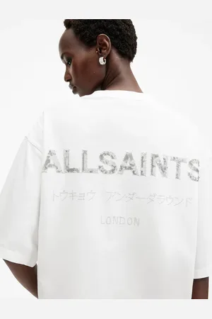 AllSaints Amelie Underground relaxed t-shirt with sequin back logo in