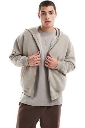Hollister Cozy fleece lined hoodie in beige