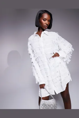 Jaded Rose 3D textured shirt dress in white