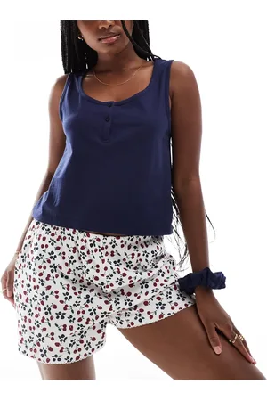 ASOS Mix & match pyjama henley vest with scrunchie in