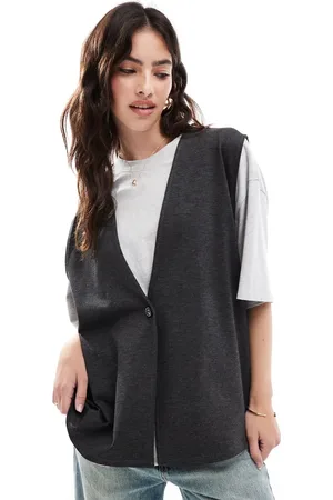 ASOS 2 in 1 waistcoat and t-shirt in grey and white