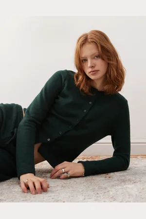 COLLUSION Fitted cardigan in soft touch forest co-ord