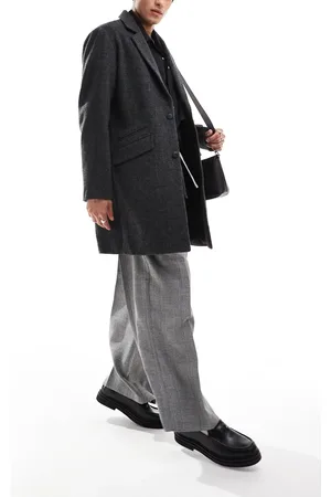 JACK & JONES Wool blend overcoat in herringbone