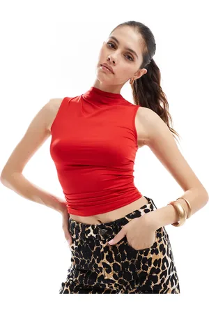 Stradivarius Ruched detail slinky tank top in