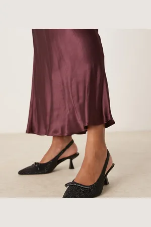 Glamorous Slingback kitten heels with bow in embellished