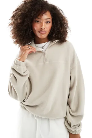 ASOS Half zip fleece in stone